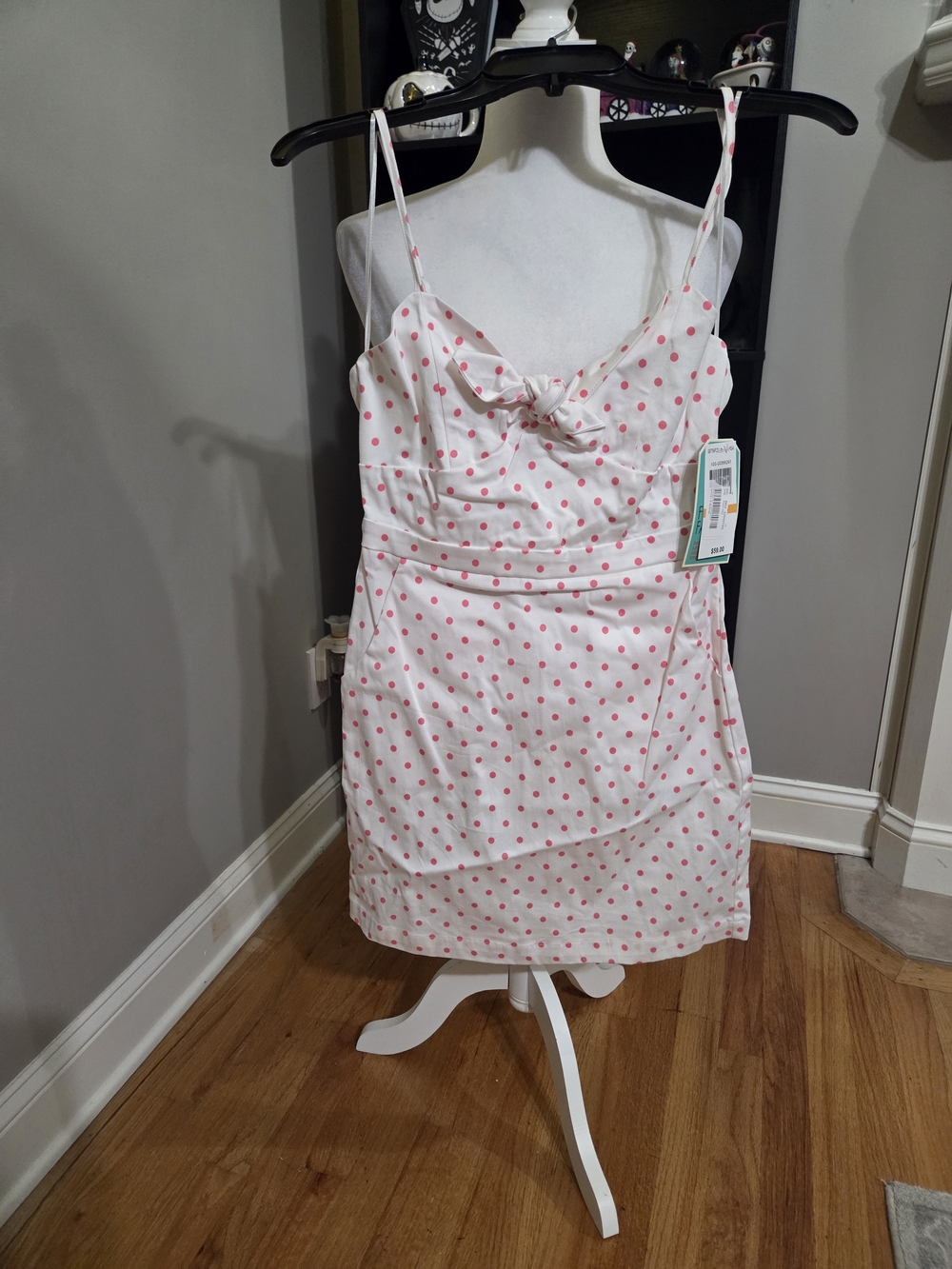 GB girls White Dress with Pink Polka Dots